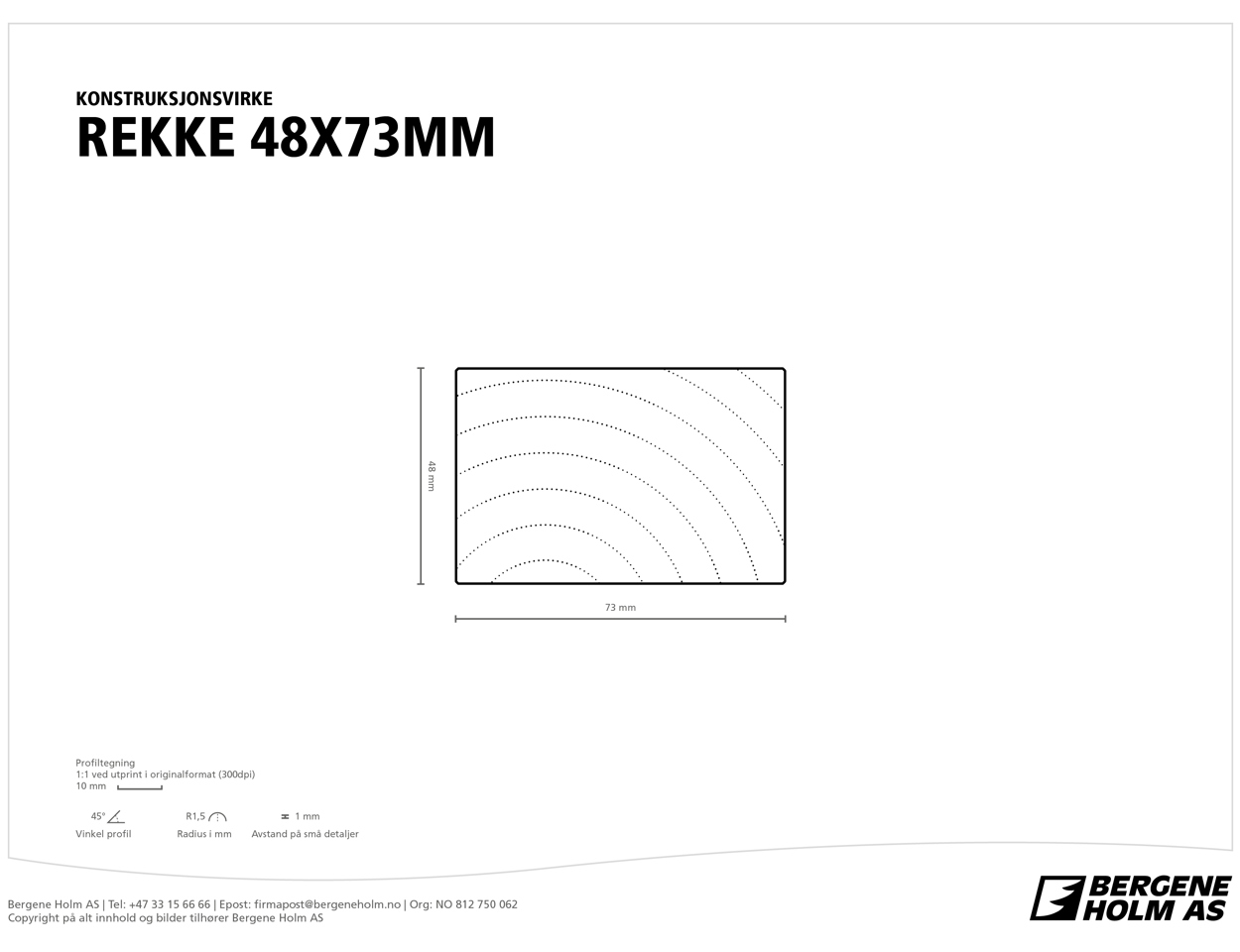 Lekt / rekke - 48 x 73 - Ubehandlet